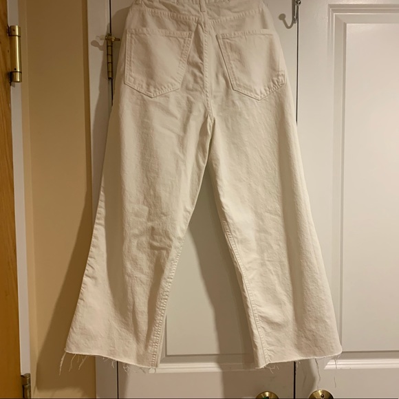 Zara denim straight wide leg crop white jean - Picture 2 of 6